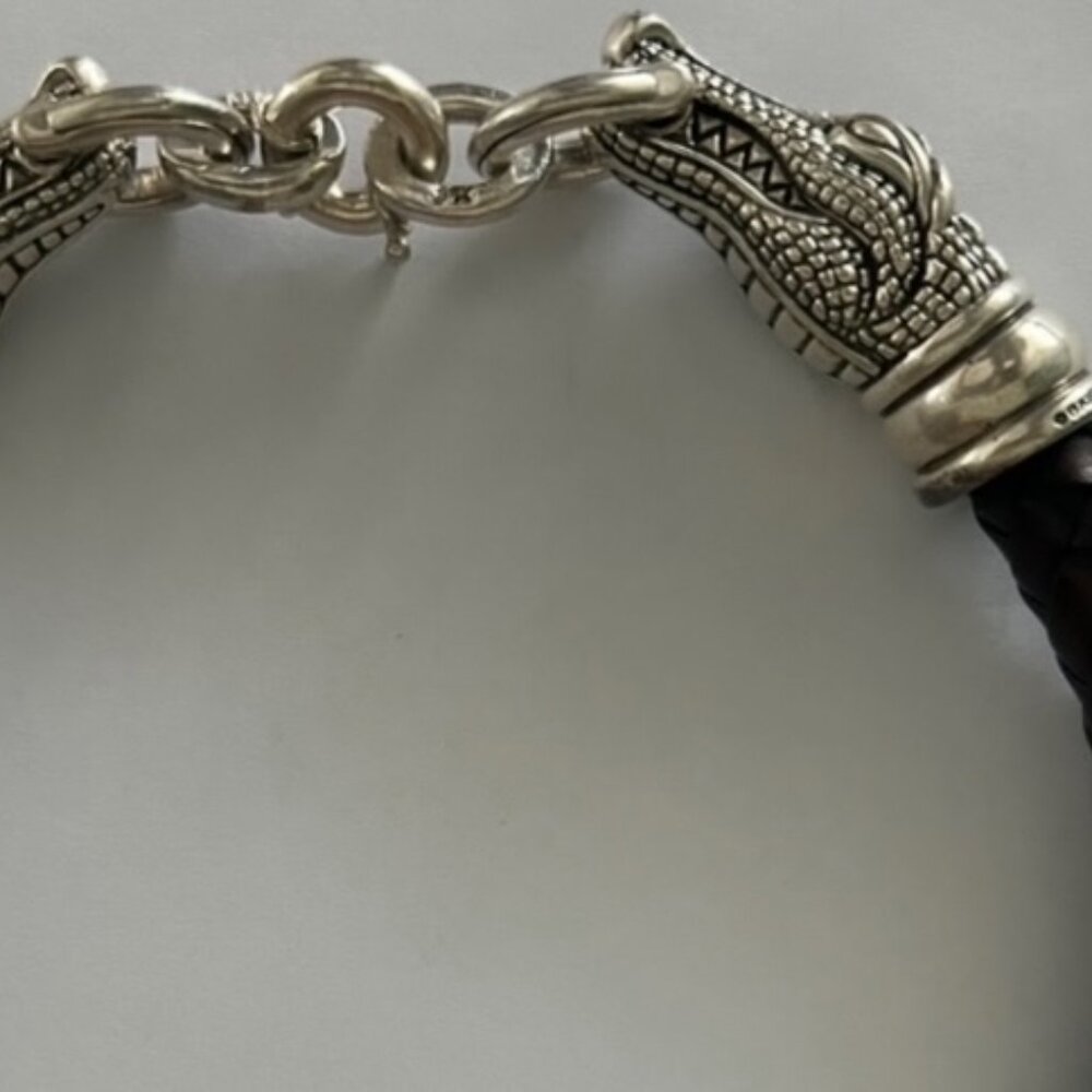 Vintage Barry Kieselstein Cord Leather Alligator Necklace with Sterling Silver - Picture 6 of 6